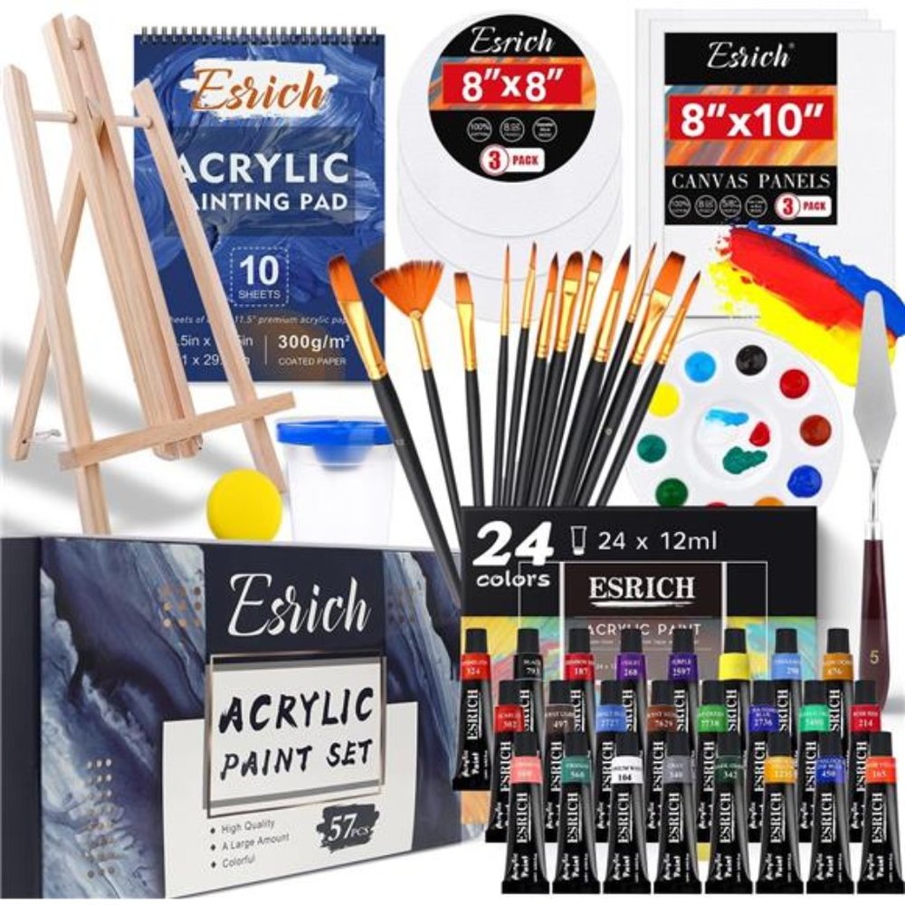 Acrylic Paint Set,57 PCS Professional Painting Supplies with Paint Brushes